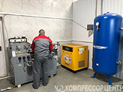 Винтовой компрессор "Berg" ВК-15/10 Р и вертикальный ресивер "Remeza" РВ 900.10.00 для ООО "ТехноЦех"